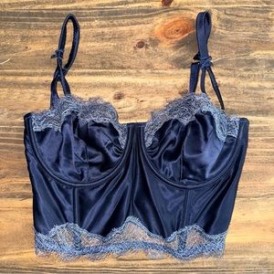 Victoria‘s Secret Blue Lace Silk Corset Top